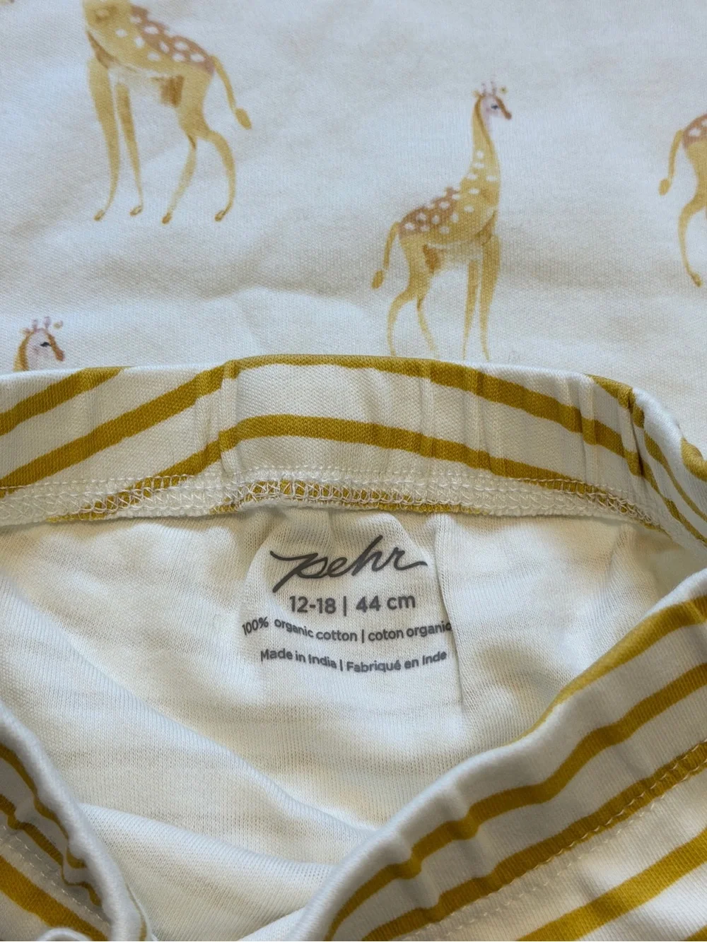 Pehr 12-18 Months Outfit Giraffe Striped Pants Animal Print Boy’s Cotton Set